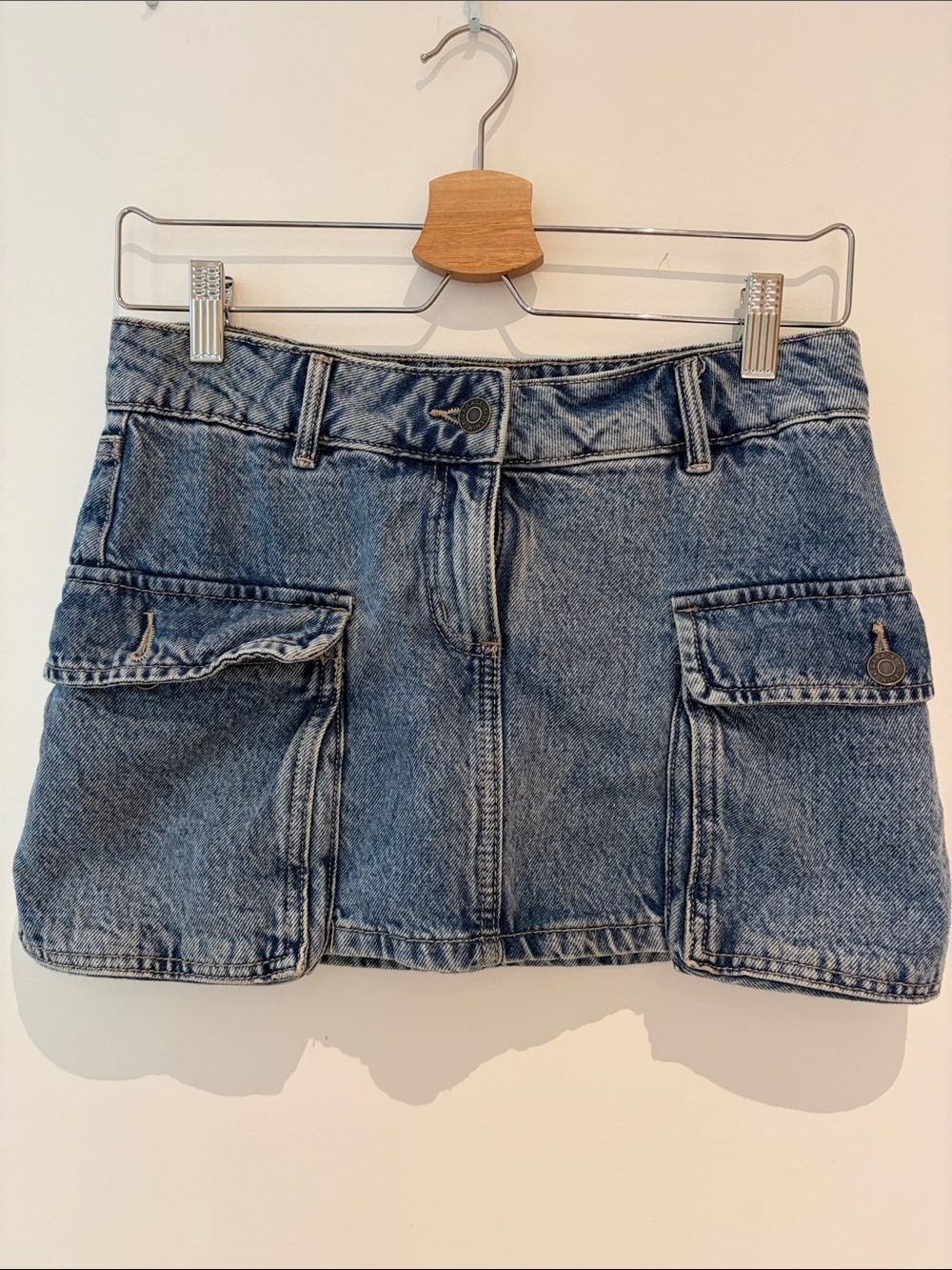 Garage Denim Cargo Pocket Mini Skirt - Blue